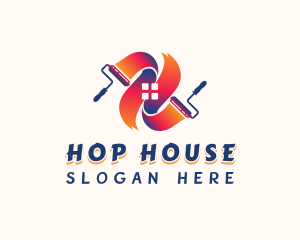 House Paint Roller logo design