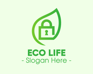 Green Leaf Padlock logo design