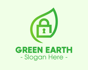 Green Leaf Padlock logo design