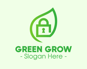 Green Leaf Padlock logo design