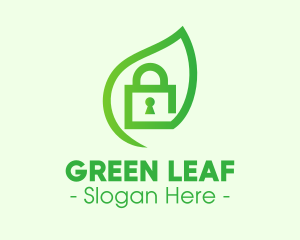Green Leaf Padlock logo design