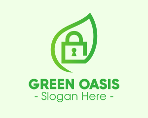 Green Leaf Padlock logo design