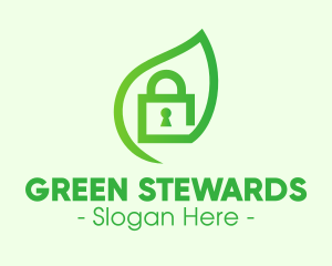 Green Leaf Padlock logo design