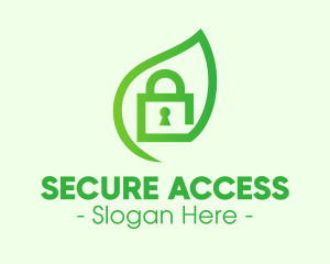 Green Leaf Padlock logo design