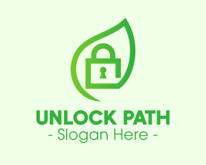 Green Leaf Padlock logo design