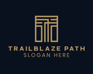 Square Line Path Maze logo design