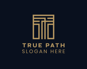 Square Line Path Maze logo design