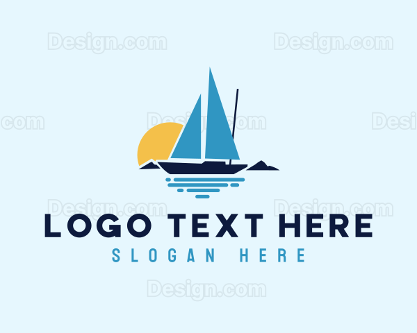 Sunset Sailboat Ocean Logo