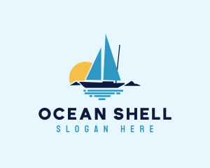 Sunset Sailboat Ocean logo design