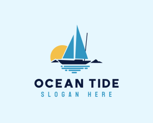 Sunset Sailboat Ocean logo design