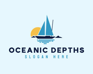 Sunset Sailboat Ocean logo design