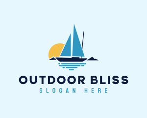 Sunset Sailboat Ocean logo design