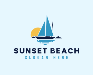 Sunset Sailboat Ocean logo design