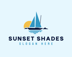 Sunset Sailboat Ocean logo design