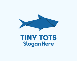 Blue Aquatic Fish Origami Logo