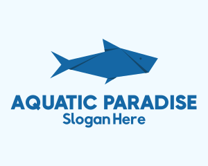 Blue Aquatic Fish Origami logo design