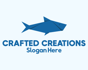 Blue Aquatic Fish Origami logo design