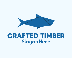 Blue Aquatic Fish Origami logo design