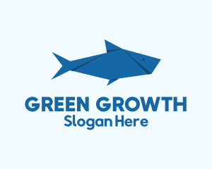 Blue Aquatic Fish Origami logo design