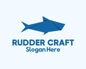 Blue Aquatic Fish Origami logo design