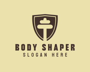 Fitness Dumbbell Shield logo design