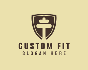 Fitness Dumbbell Shield logo design