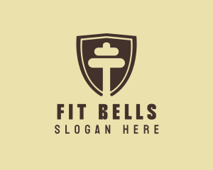 Fitness Dumbbell Shield logo design