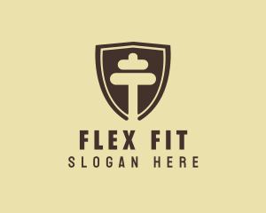 Fitness Dumbbell Shield logo design