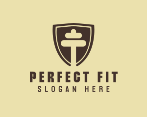 Fitness Dumbbell Shield logo design