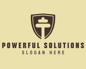 Fitness Dumbbell Shield logo design