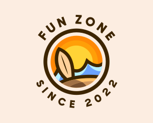 Sunset Surfing Beach Resort logo design