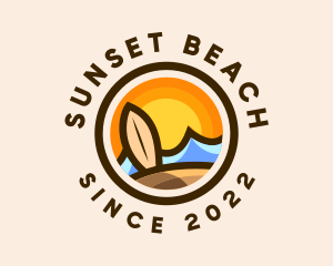 Sunset Surfing Beach Resort logo design