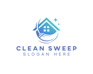 Broom House Cleaning logo design