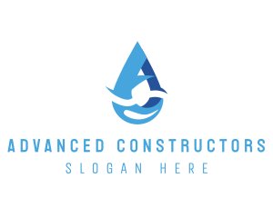 Water Droplet Letter A logo design