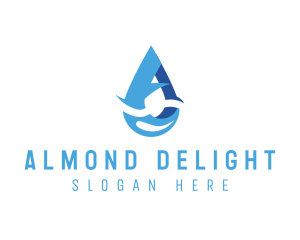 Water Droplet Letter A logo design