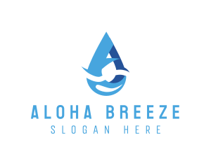 Water Droplet Letter A logo design