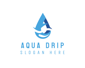 Water Droplet Letter A logo design