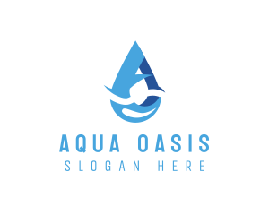 Water Droplet Letter A logo design