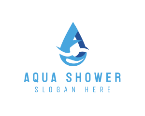 Water Droplet Letter A logo design