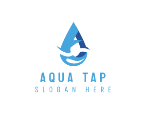 Water Droplet Letter A logo design