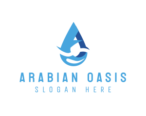 Water Droplet Letter A logo design