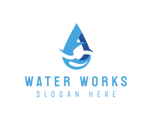 Water Droplet Letter A logo