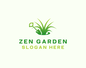 Grass Shovel Gardening logo design