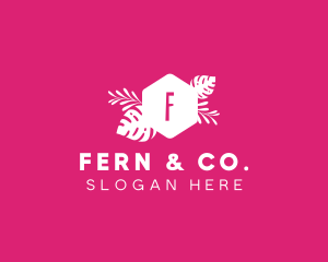 Feminine Hexagon Tropical Plant logo