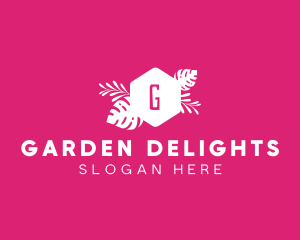 Feminine Hexagon Tropical Plant logo design