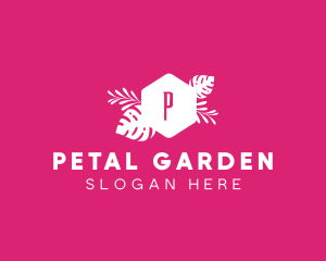 Feminine Hexagon Tropical Plant logo design