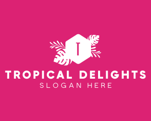 Feminine Hexagon Tropical Plant logo design