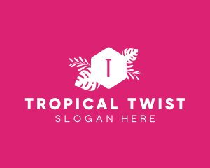 Feminine Hexagon Tropical Plant logo design