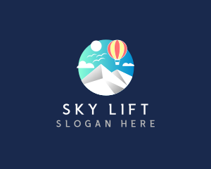 Travel Mountain Hot Air Balloon  logo design