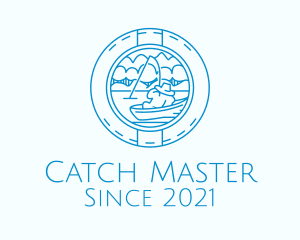 Blue Fisherman Badge logo design